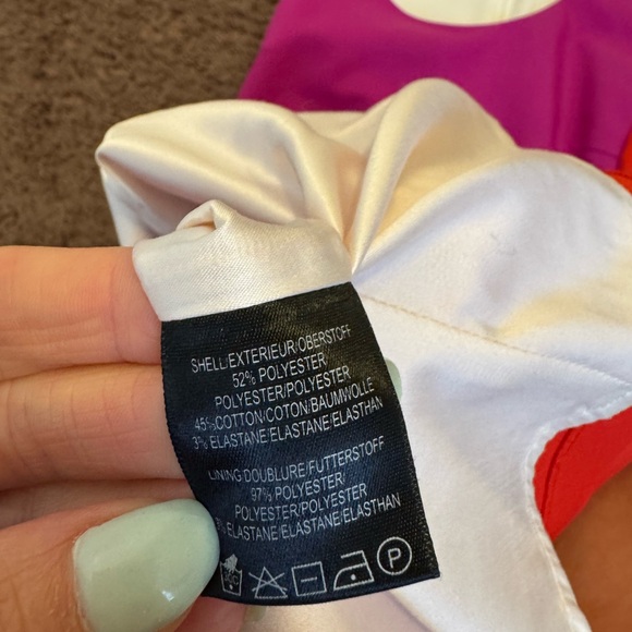 Belle Badgley Mischka Sheath Dress Colorblock Magenta Red Stretch US 12 44 - Picture 5 of 9